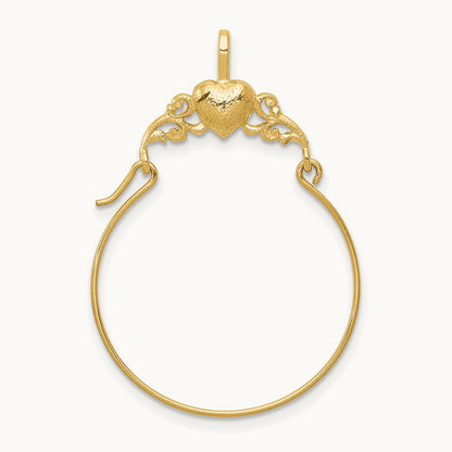 Polished Heart Charm Holder — 14K Yellow Gold