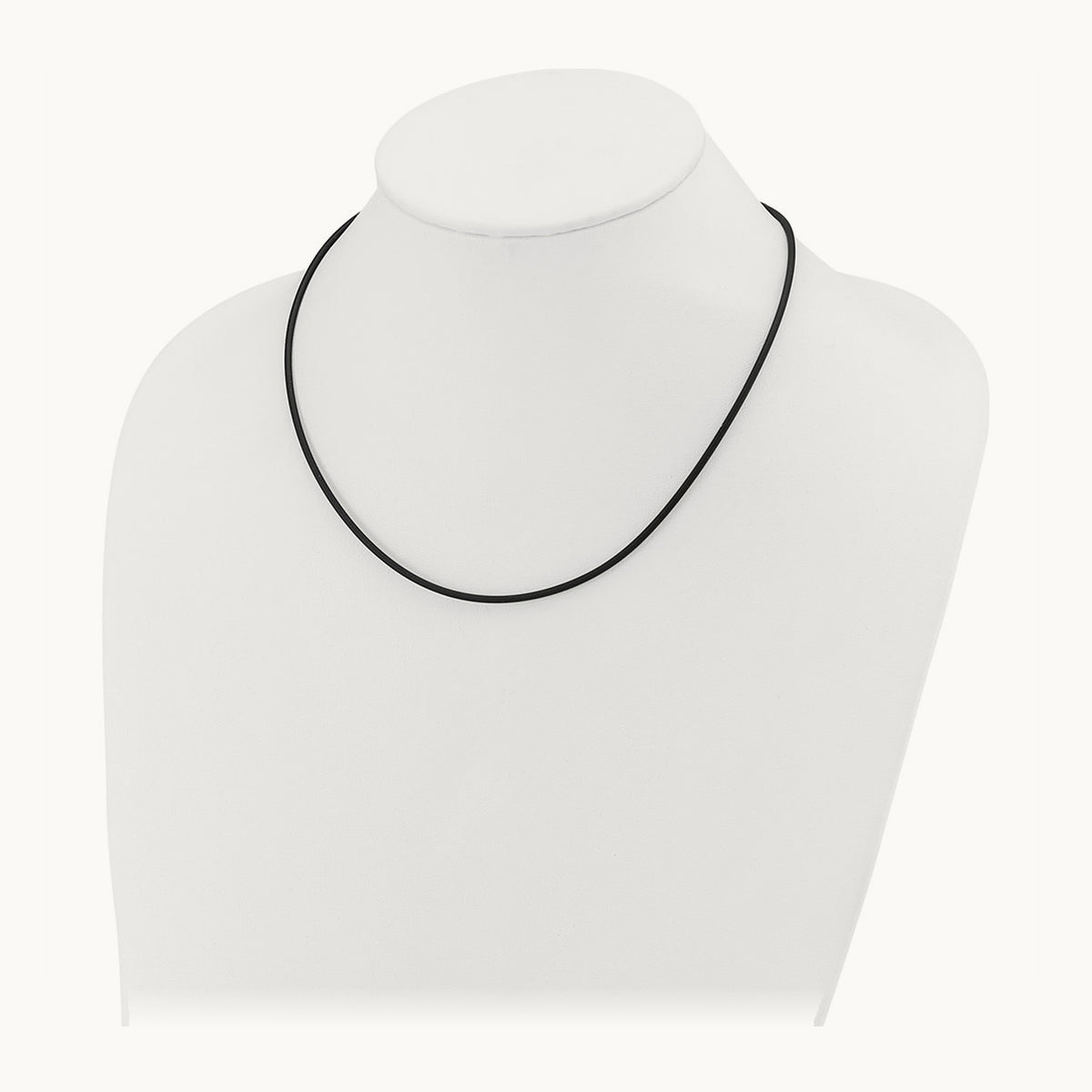 18in with Yellow Clasp Black Rubber Cord Necklace — 2mm