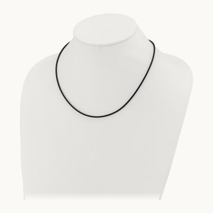 18in with Yellow Clasp Black Rubber Cord Necklace — 2mm