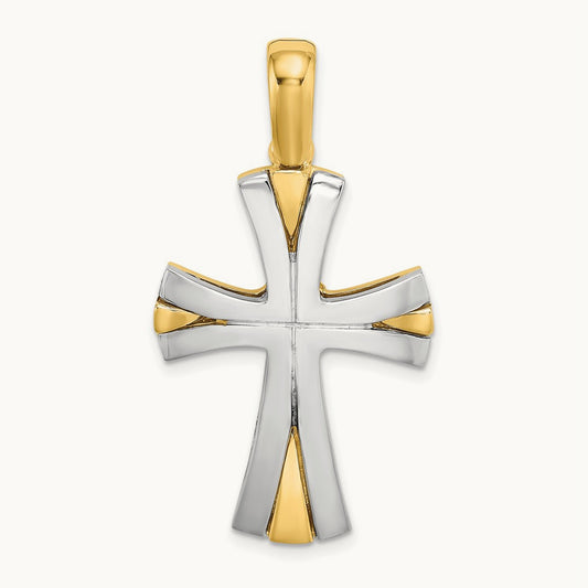 W/ Rhodium Cross Charm, 14K