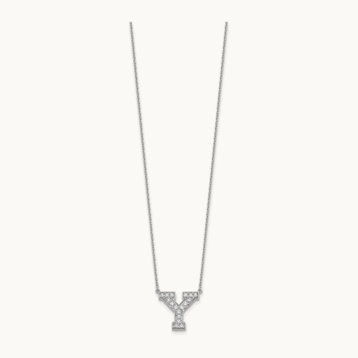 Initial Necklace — 14K White Gold, Y, 3/8 ct