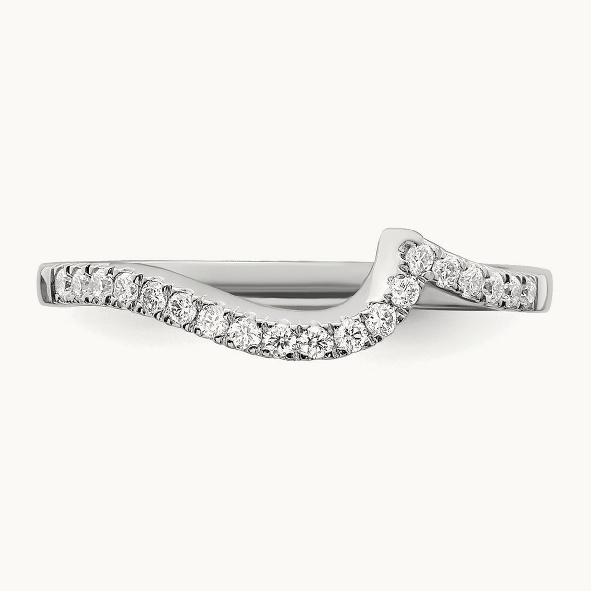 Diamond Contoured Wedding Band, 14K White Gold