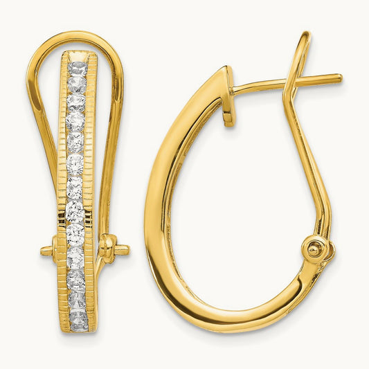 Fashion Hinged Hoop Earrings, 1.00 ct tw Lab-Grown Diamond