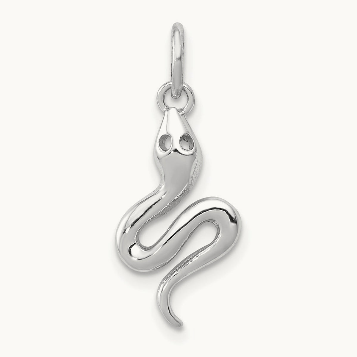 Solid Polished Snake Charm — 14K White Gold