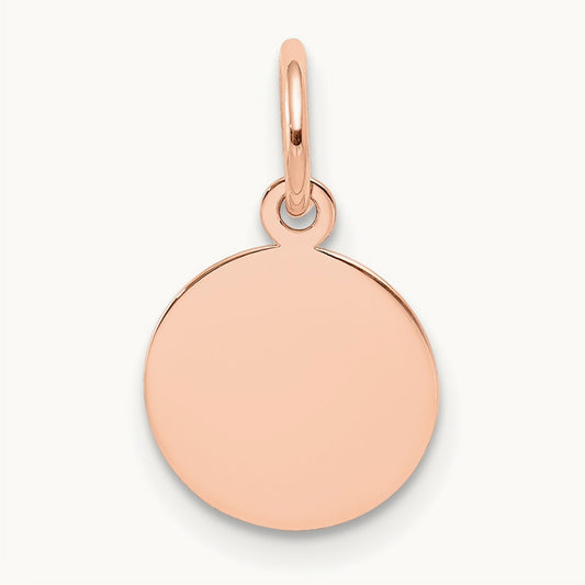 Plain .018 Gauge Circular Engraveable Disc Charm, 14K Rose Gold