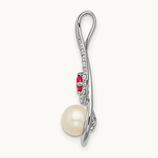 FWC Pearl Ruby & Diamond Slide, 14K White Gold