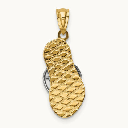 w/Rhodium Sandal Pendant, 14K Yellow with Rose Gold
