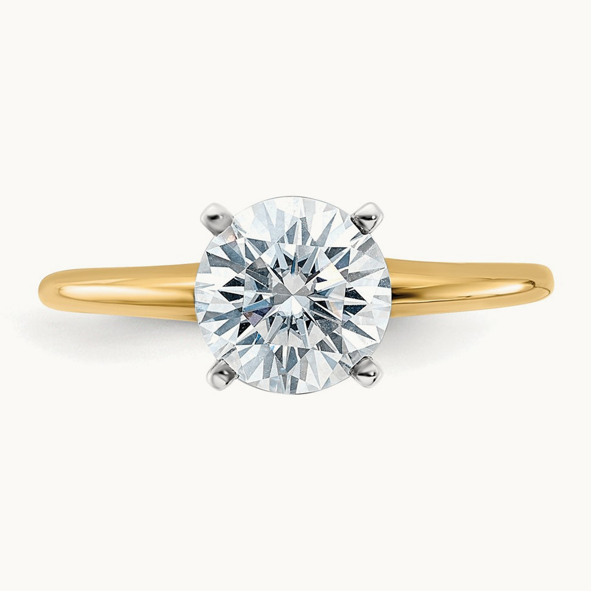Round Solitaire Engagement Ring, 1.75 ct tw Lab-Grown Diamond — 14K Two-Tone
