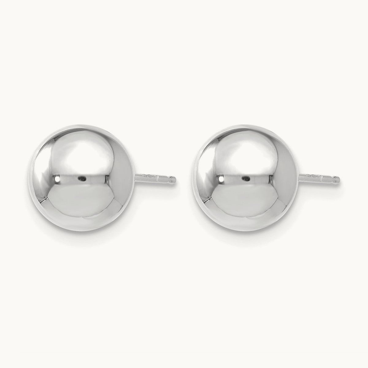 Polished Ball Post Earrings — 14K White Gold, 8mm