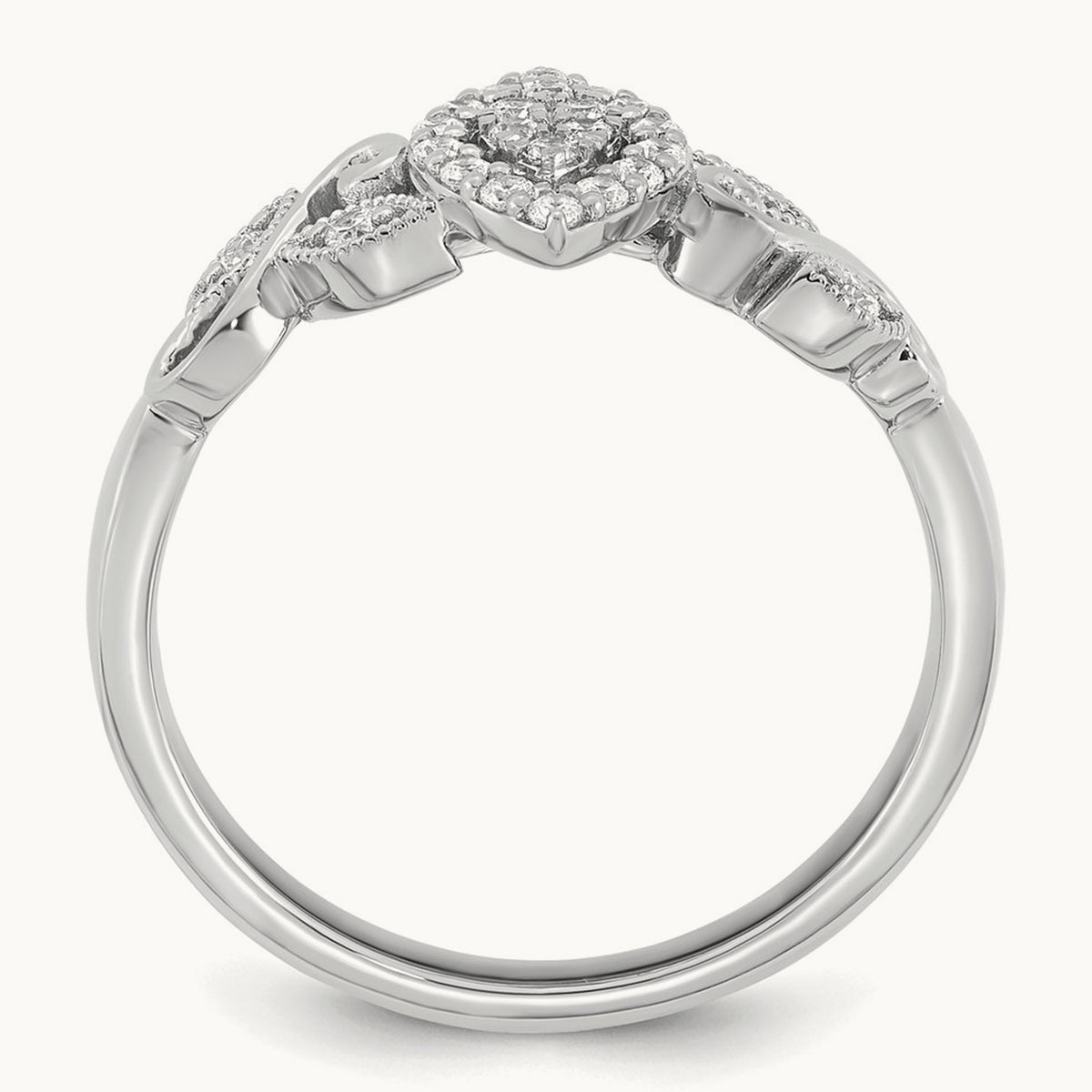 Complete Diamond Cluster Marquise Engagement Ring — 14K White Gold