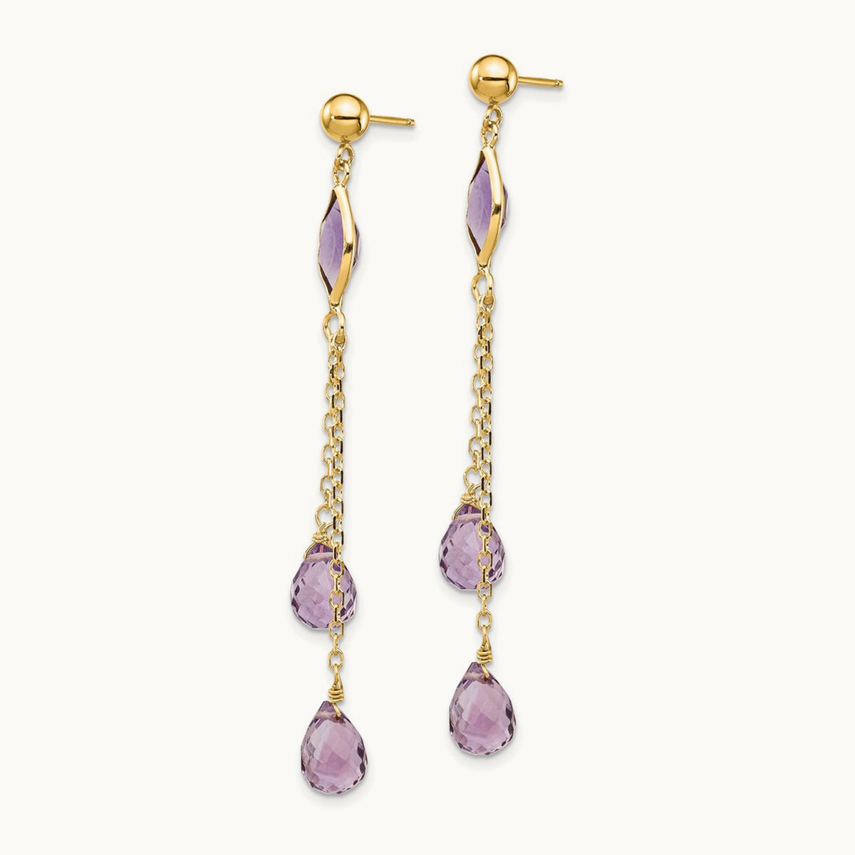Amethyst Post Dangle Earrings — photo set