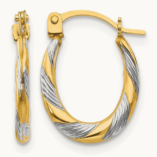 Madi K w/Rhodium Twist Hoop Earrings, 14K