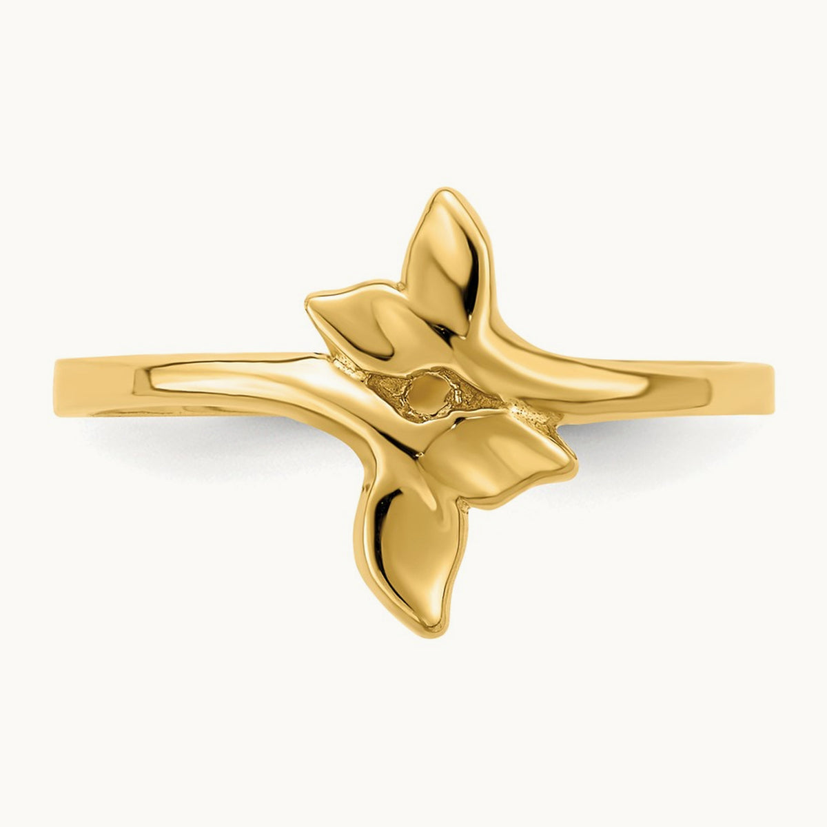 Polished Double Whale Tail Ring, 14K Gold
