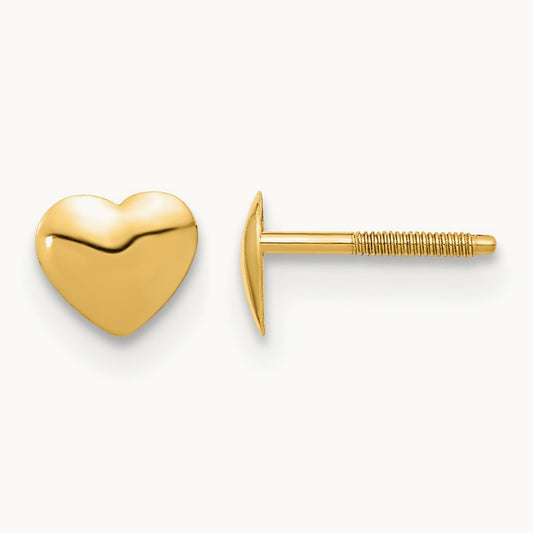 Madi K Heart Silicone Screwback Earrings, 14K