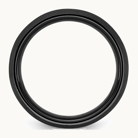 Ceramic Black Scratch Finished with Yellow IP-plated Center 8mm Band