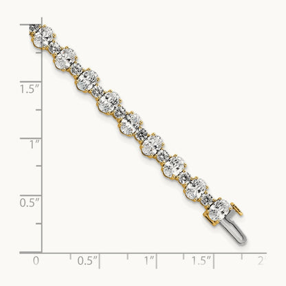Oval/Round Tennis Bracelet, 11.00 ct tw Lab-Grown Diamond — 14K Yellow Gold