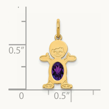 Boy 6x4 Oval Genuine Amethyst-February — 14K Yellow Gold