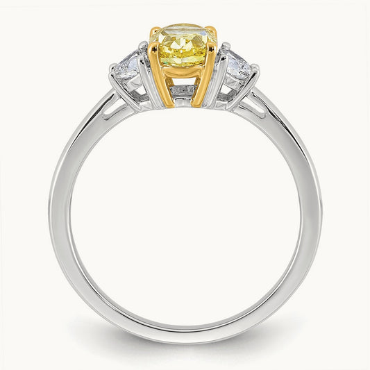 Oval . Vivid Yellow & Half Moon Ring, 1 2/5-4.70 ct Lab-Grown Diamond