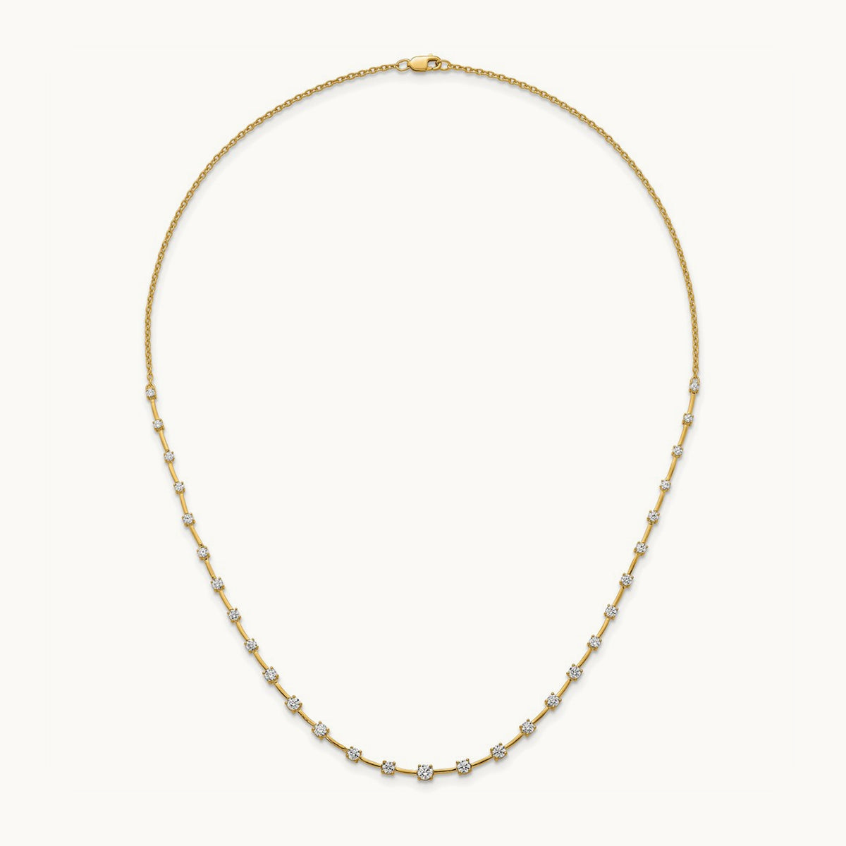 Fashion Tennis Necklace, 2.00 ct tw Lab-Grown Diamond — 14K Yellow Gold