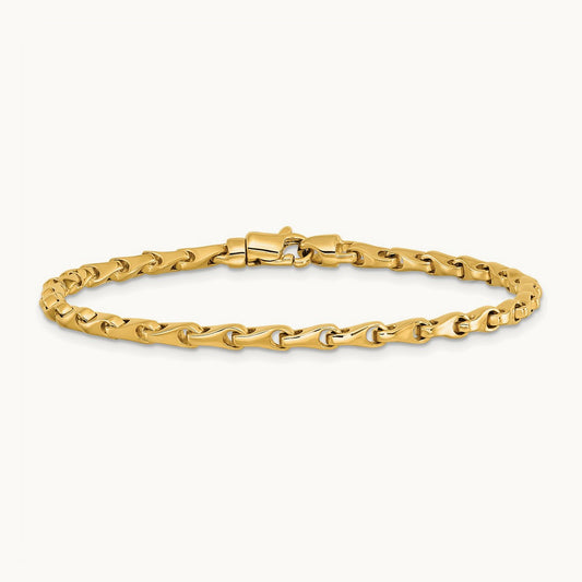 Hand-polished Fancy Link Bracelet, 3.3mm, 14K