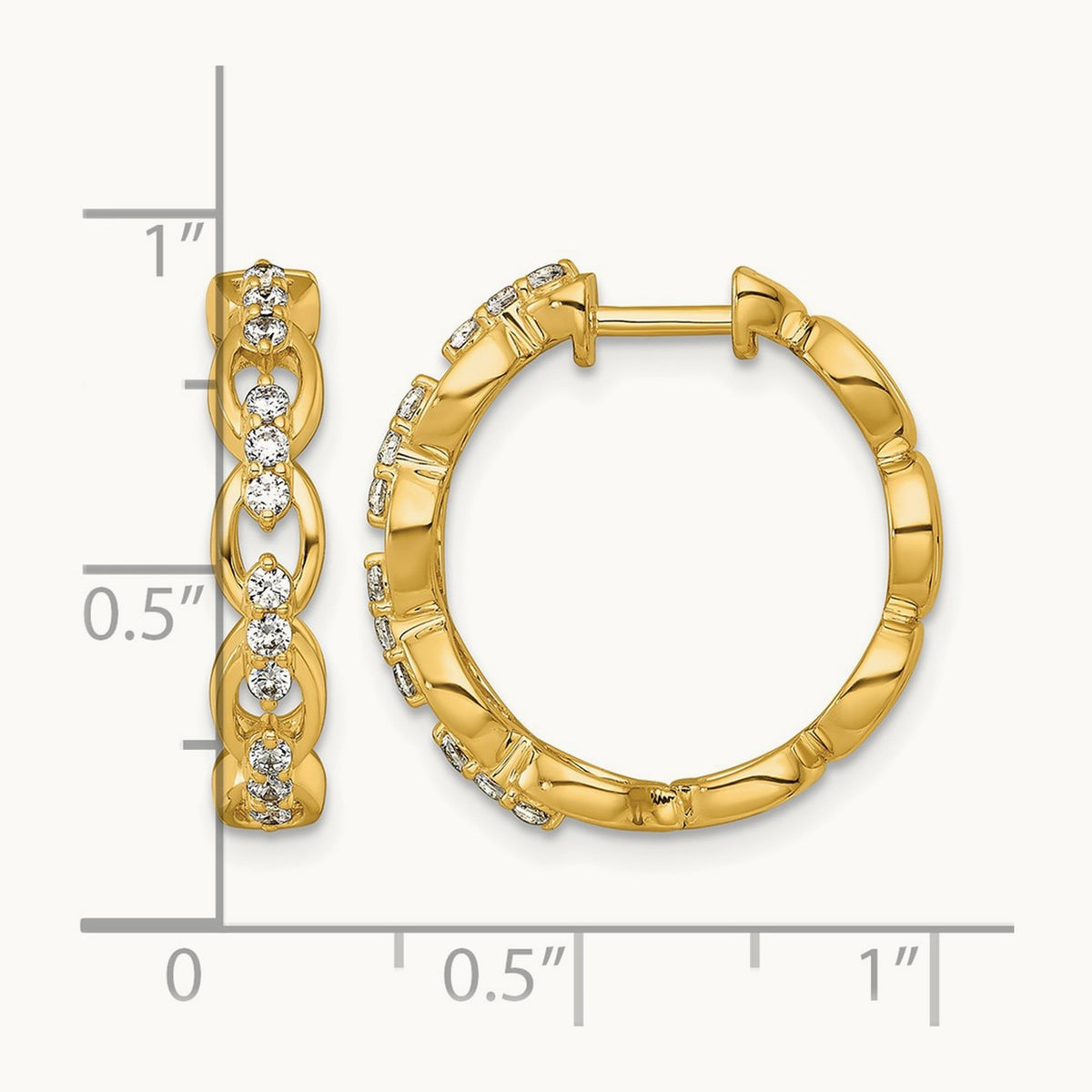 Fashion Hoop Earrings, 0.25 ct tw Lab-Grown Diamond — 14K Yellow Gold