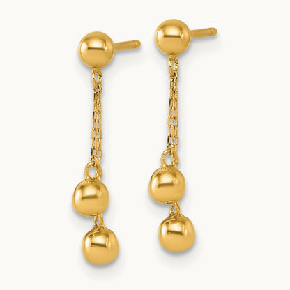 Polished Dangle Ball Post Earrings, 14K