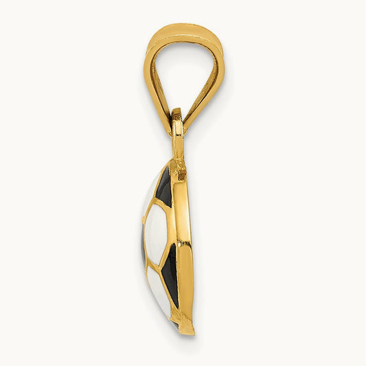 Enameled Soccer Ball Pendant, 14K