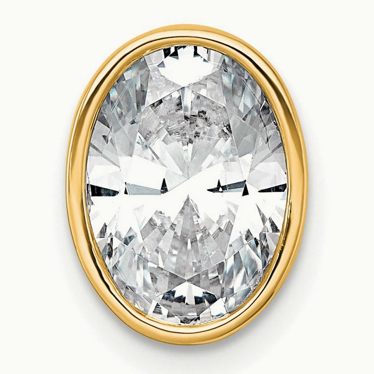 Oval Bezel Set Chain Slide Pendant, 0.25-3.00 ct tw Lab-Grown Diamond — 2 1/2 ct, 14K Yellow Gold