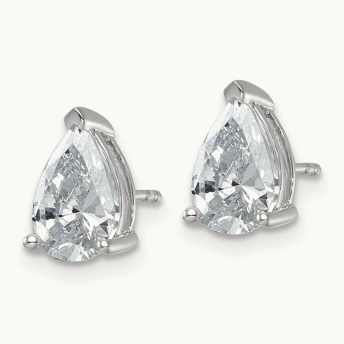 Pear 3 Prong Stud Earrings, 0.50-6.00 ct tw Lab-Grown Diamond — 3 ct, 14K White Gold
