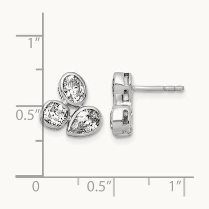 Oval Pear & Cushion 3 Stone Earrings, 2.00 ct tw Lab-Grown Diamond