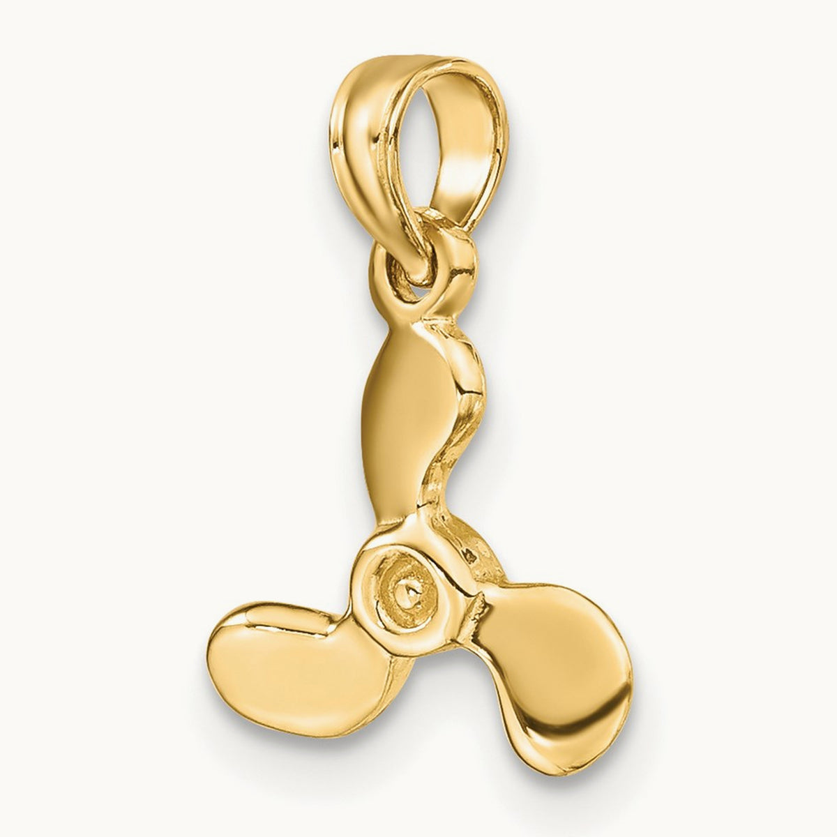 3-D Polished Mini Three Blade Propeller Charm, 14K