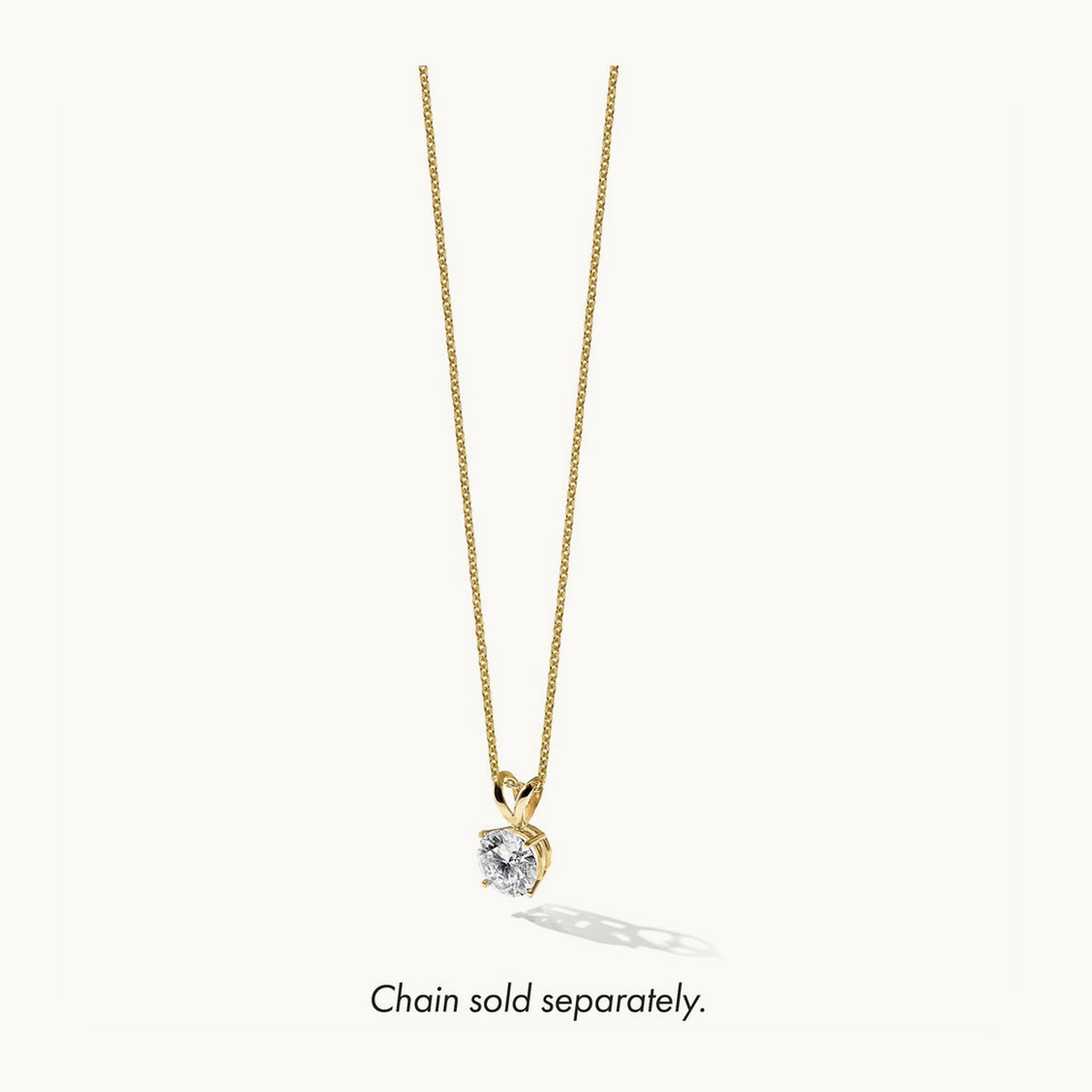 Four-Prong Solitaire Pendant, 0.25-1.00 ct Lab-Grown Diamond — VS/SI (Great) · Certified, 14K Yellow Gold