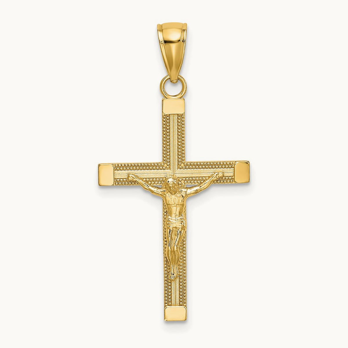 Polished and Textured Crucifix Charm, 14K