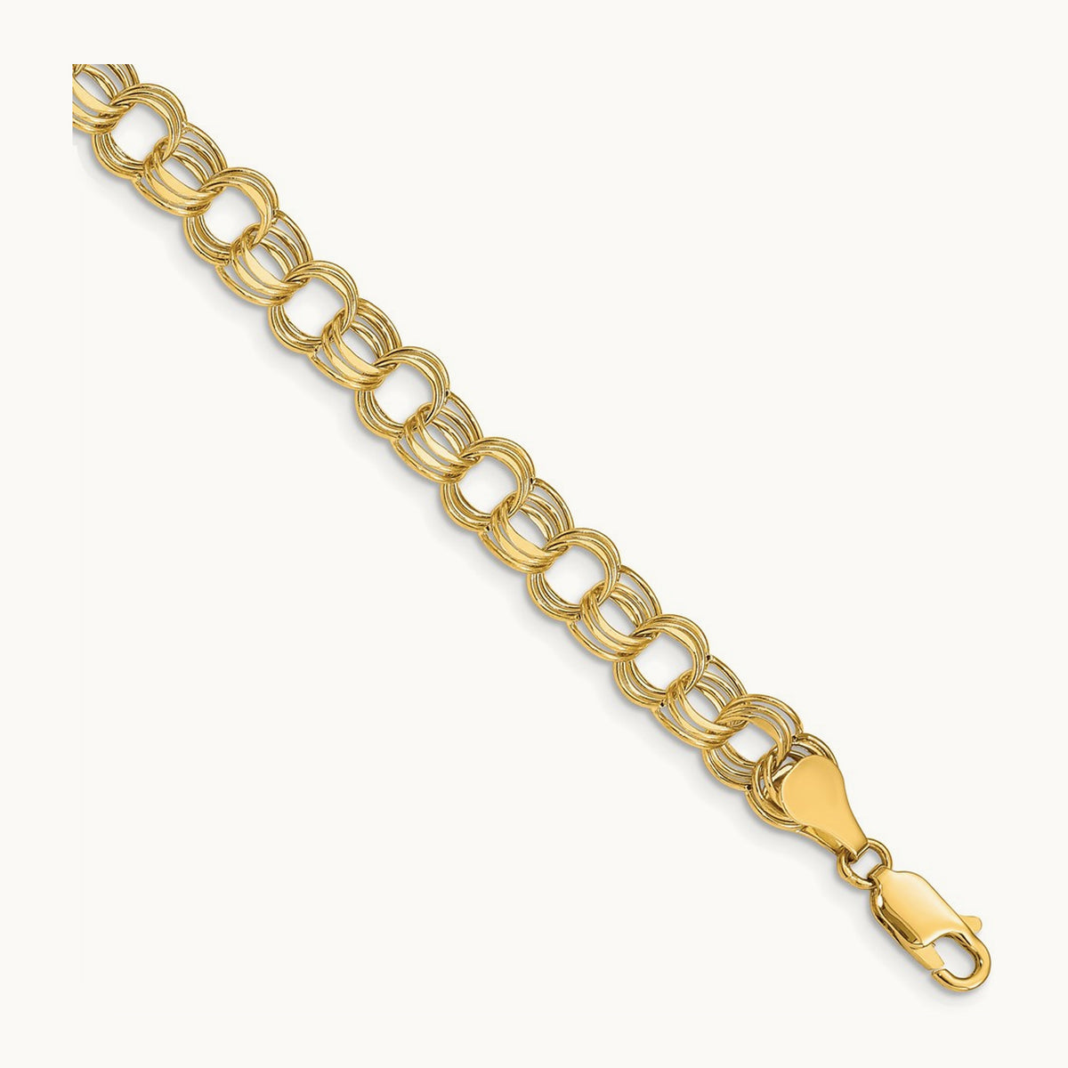 Lite Triple Link Charm Bracelet — 14K Yellow Gold, 7mm