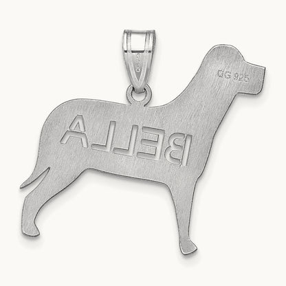 Sterling Silver/Rhodium-plated Dog with Cut-out Name Pendant
