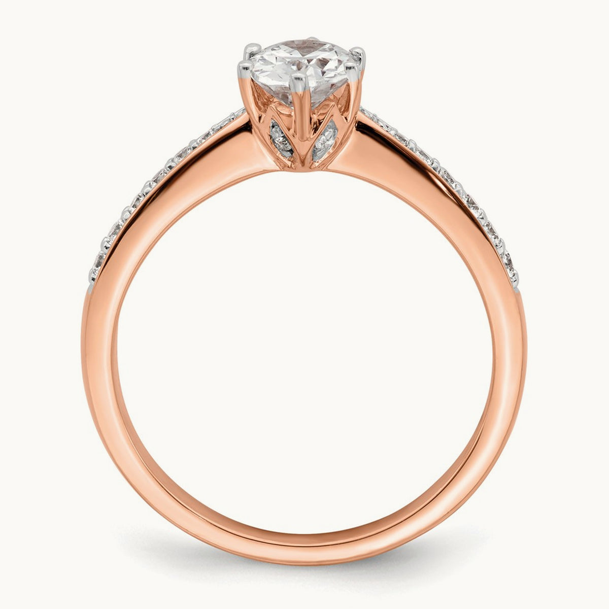 Oval Leaf Design Semi-Mount Ring — 3/4 ct, 7