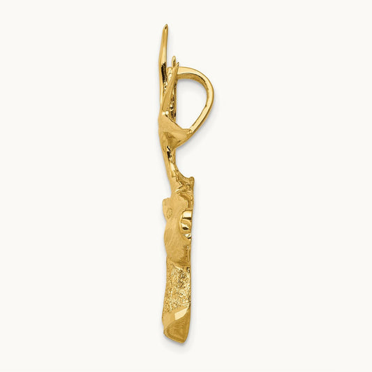 Laser Cut Deer Charm, 14K