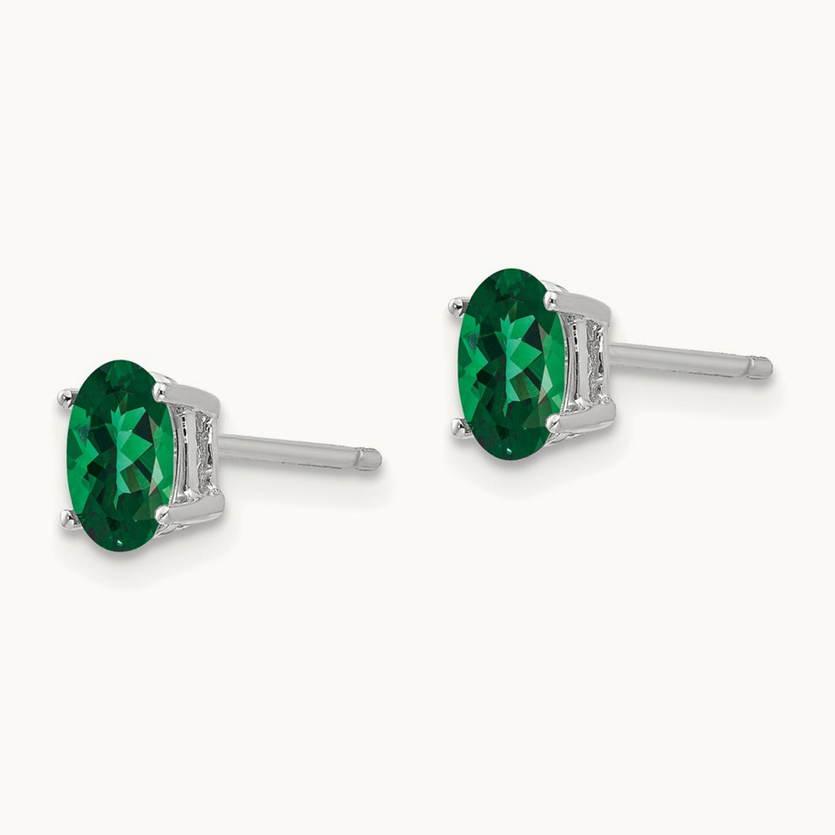 Mount St. Helens Oval Stud Earrings, 14K White Gold