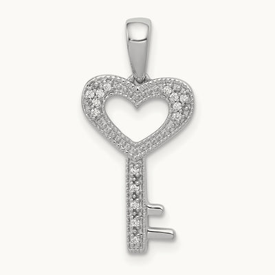 Diamond Heart Key Pendant — 22mm