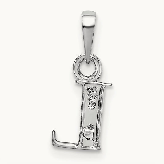 Rhodium-plated Diamond Letter L Initial Pendant, 14K White Gold