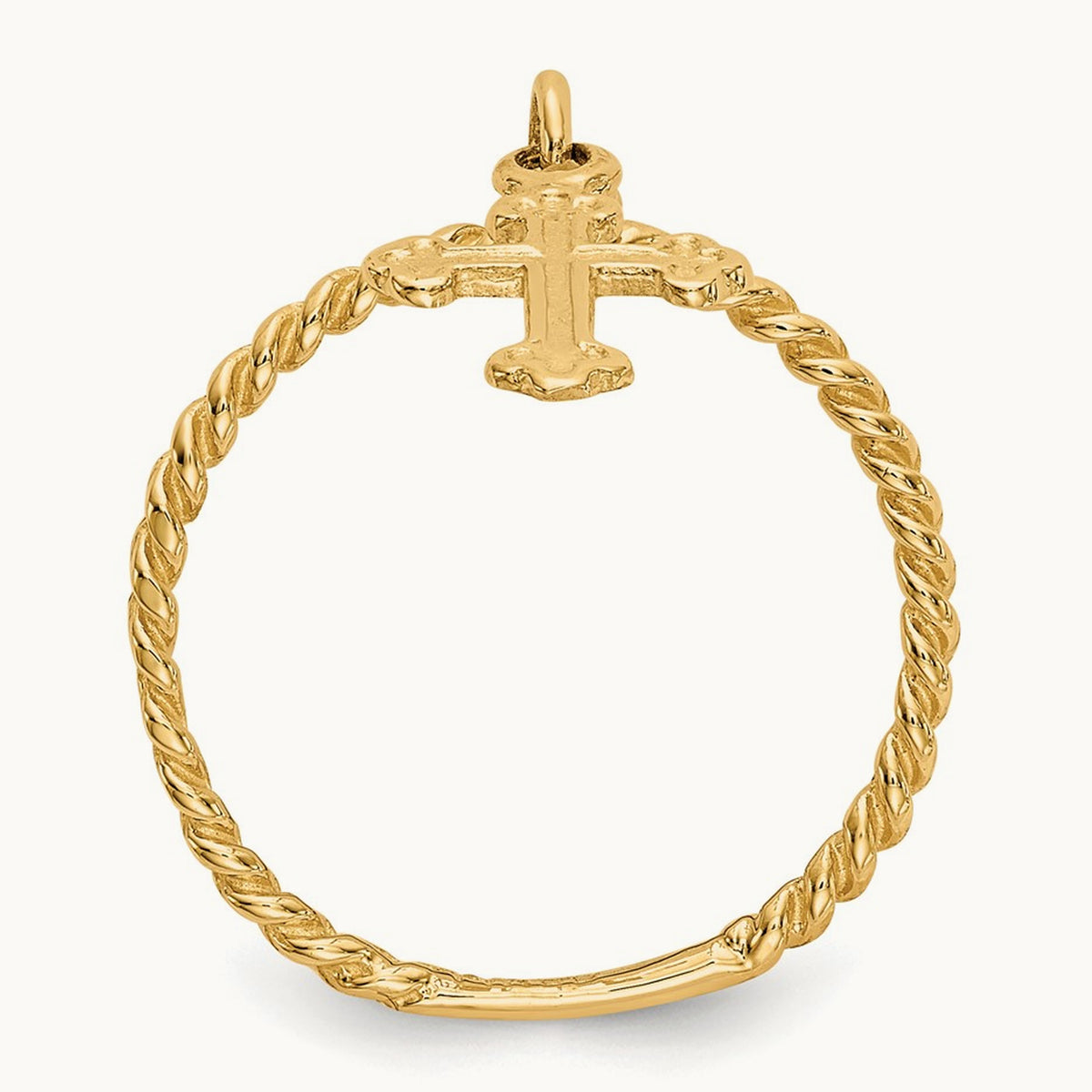 Cross Dangle Twisted Band Child's Ring, 14K