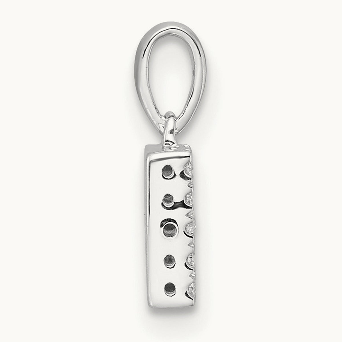 Diamond Initial with Bail Pendant — 14K White Gold, B