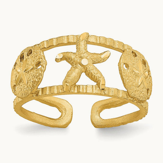 Starfish Toe Ring, 14K