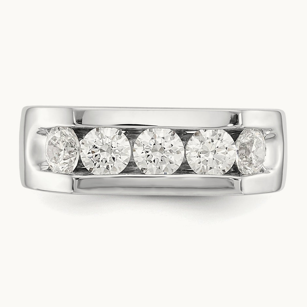 5-Stone Diamond Channel Band, 14K White Gold