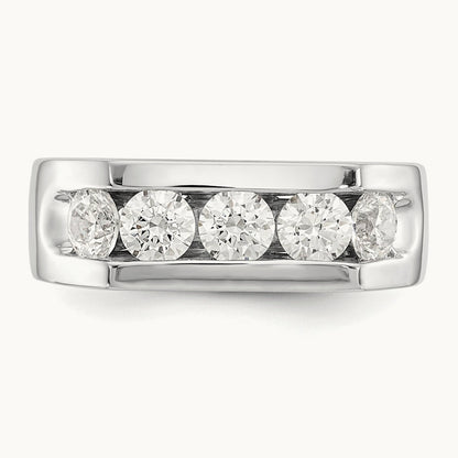 5-Stone Diamond Channel Band, 14K White Gold