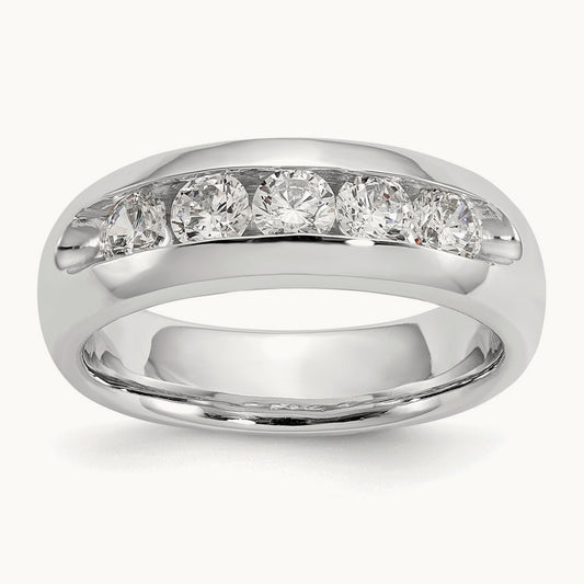 5-Stone Diamond Channel Band, 14K White Gold