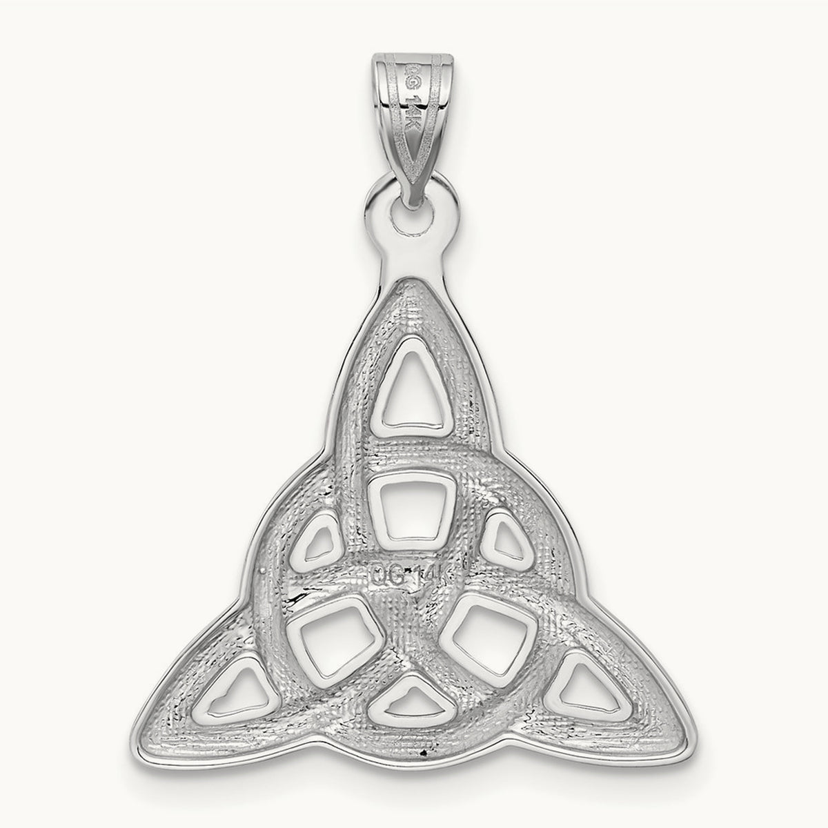 Polished Trinity Knot Pendant — 14K White Gold