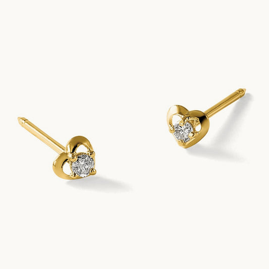 Inverness 14k Polished Heart With .03ct Diamond Earrings