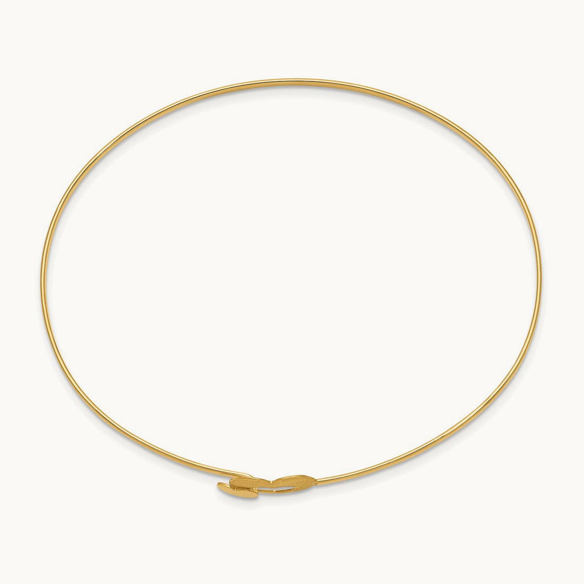 Brushed and Polished Hearts Flexible Bangle, 14K