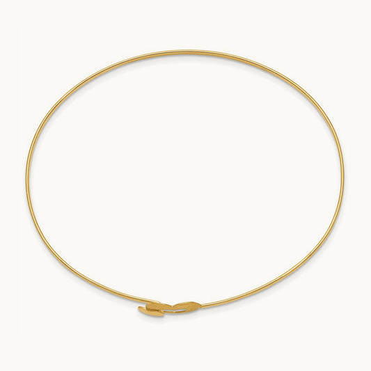 Brushed and Polished Hearts Flexible Bangle, 14K